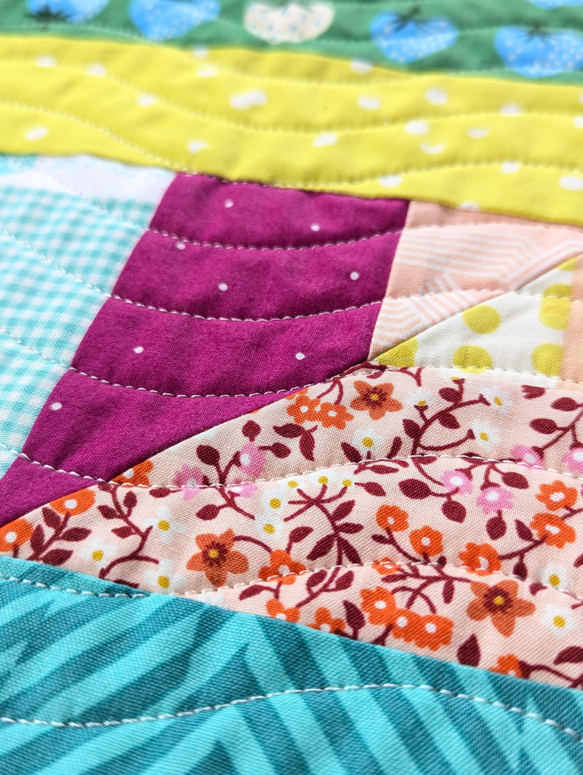 Detailed view of the quilting stitches.