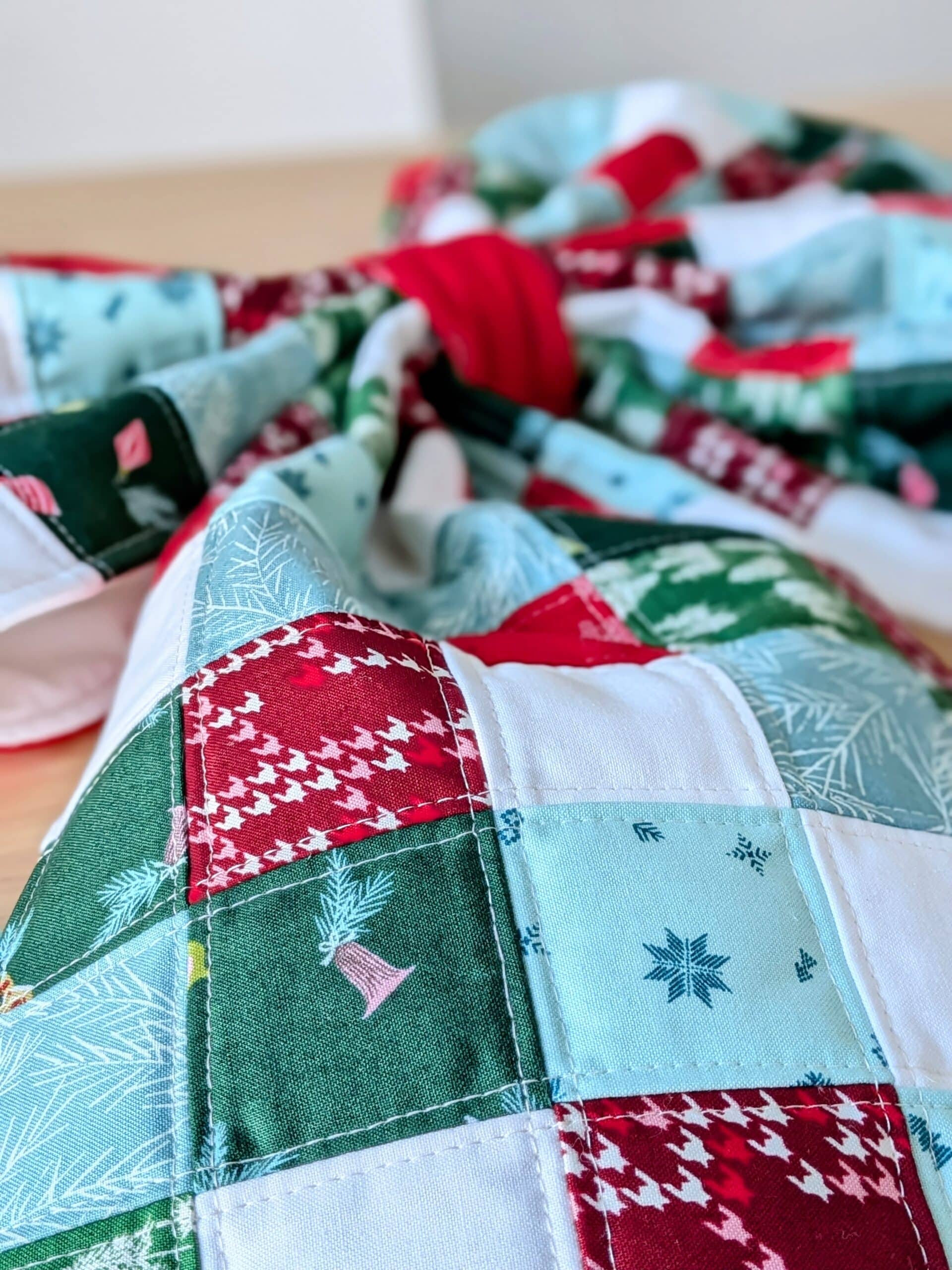 Closeup of quilted patchwork.