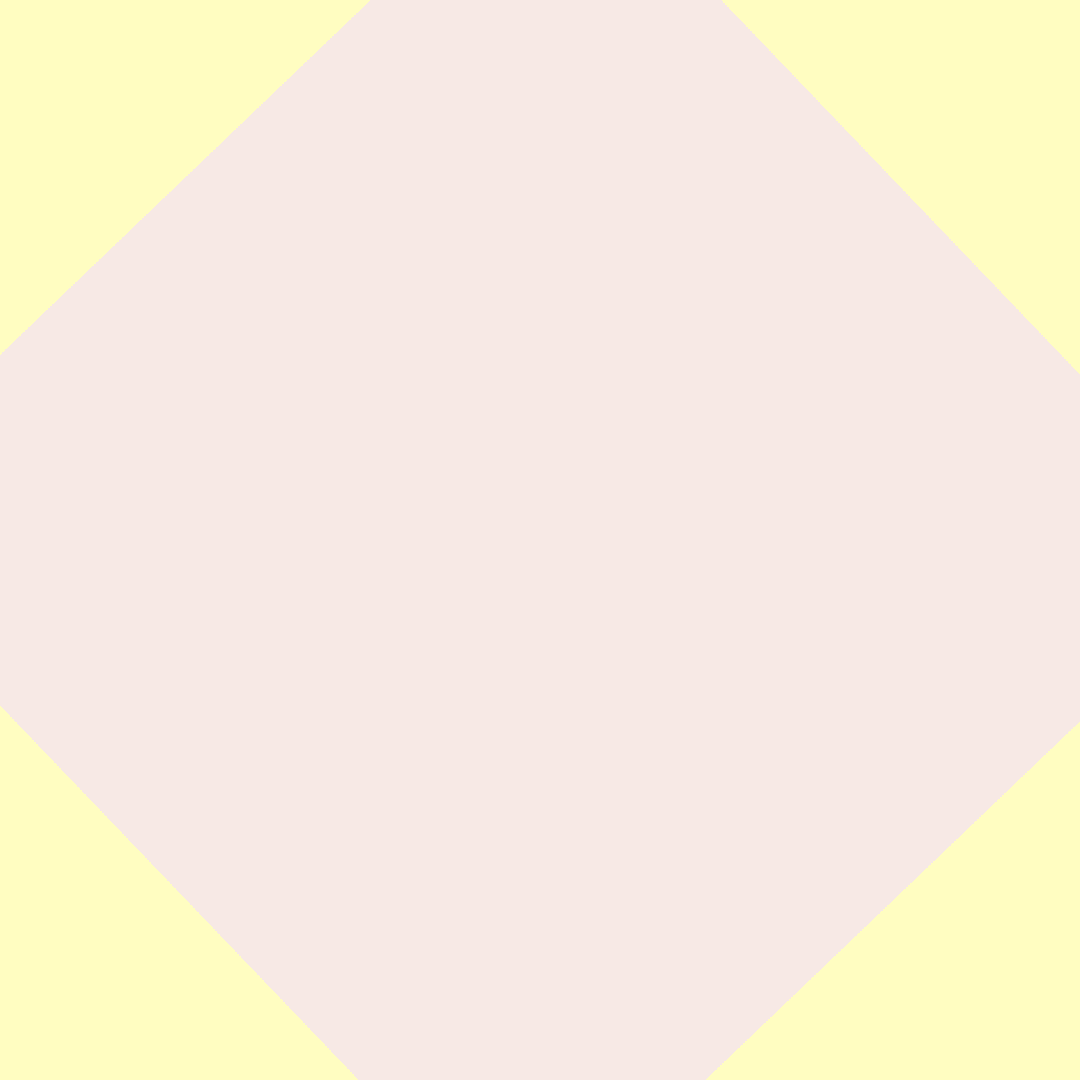 A pink square overlaid with four yellow triangles - one in each corner.